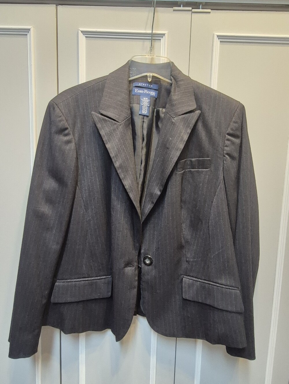 Evan Picone Dark Charcoal Pinstripe Women's Blazer Sz 16
